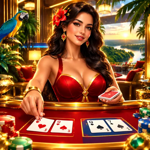 Mesa de baccarat ao vivo com cartas viradas